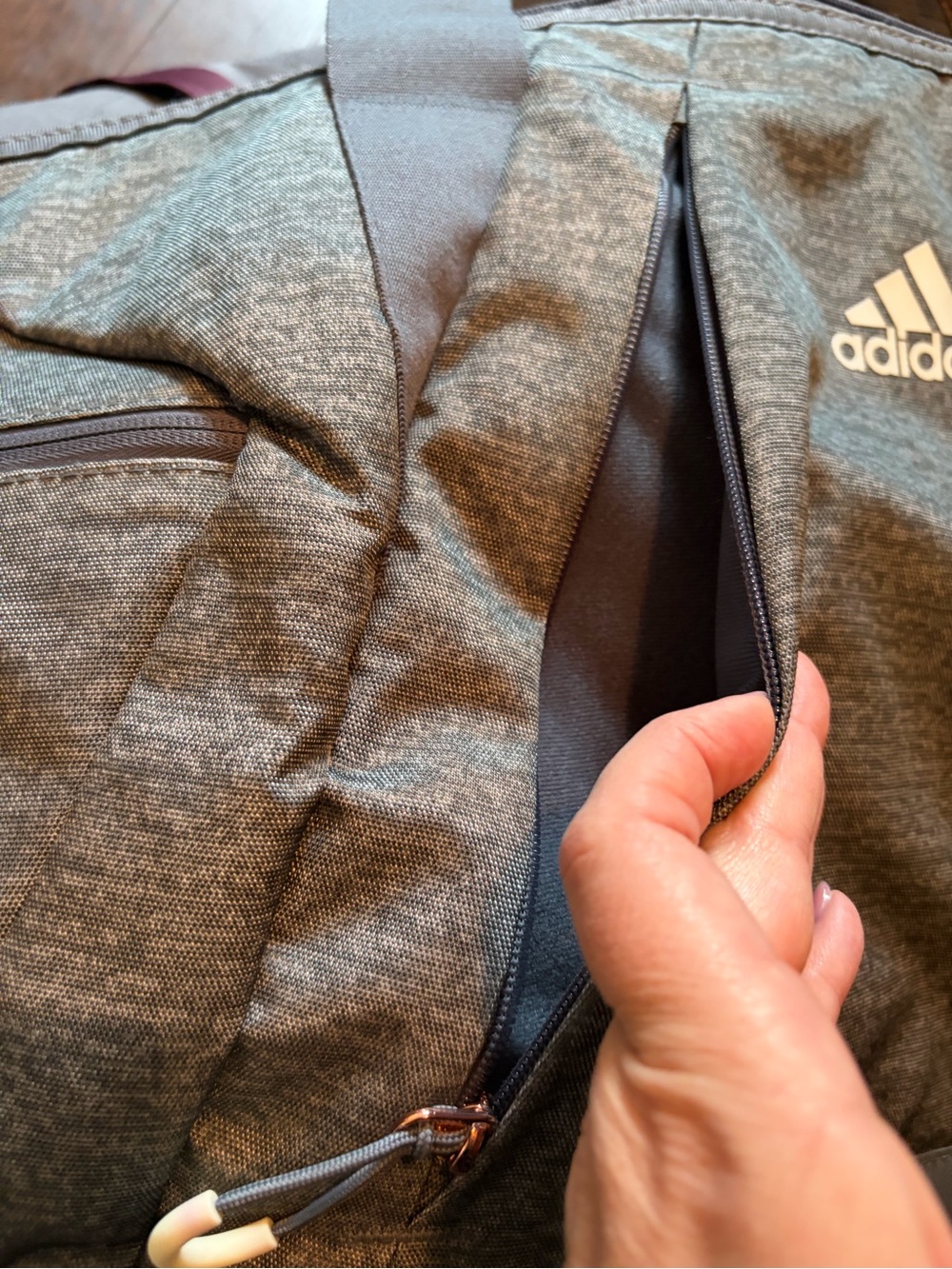 adidas Gray Duffel Shoulder Bag with Maroon Strap - Picture 4 of 14